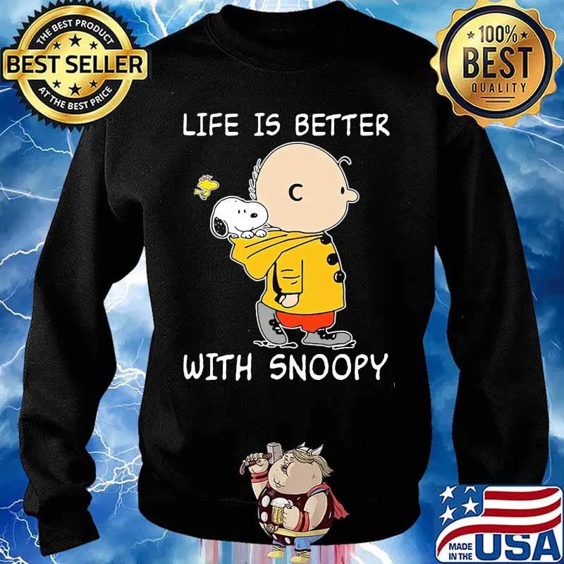 Life Is Better With Snoopy Charlie Woodstock Shirt Sweater