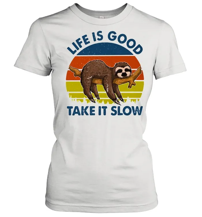 Life Is Good Take It Slow Sloth Vintage shirt Classic Mens T-shirt - Image 3