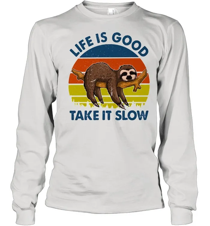Life Is Good Take It Slow Sloth Vintage shirt Classic Mens T-shirt - Image 4