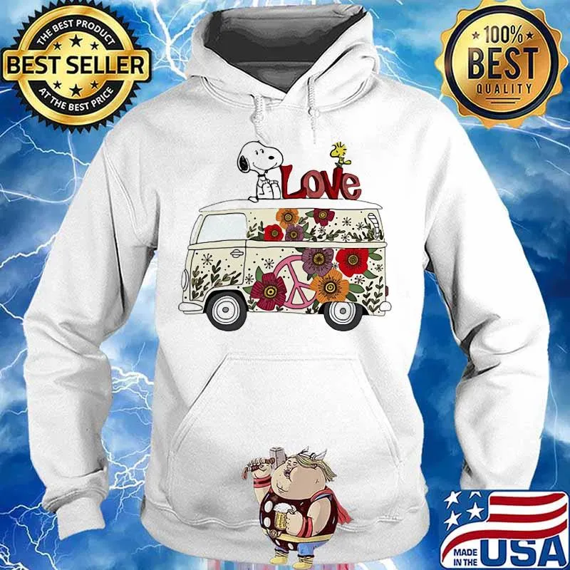 Love Bus Flowers Snoopy And Woodstock Shirt Hoodie