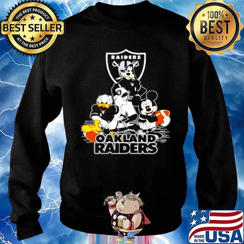 Mickey Mouse Donald Duck And Goofy With Oakland Raiders Sport s Sweater
