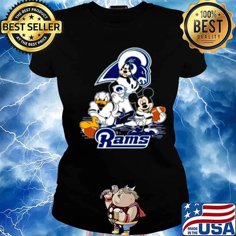 Mickey Mouse Donald Duck And Goofy With Rams Sport s Ladies tee