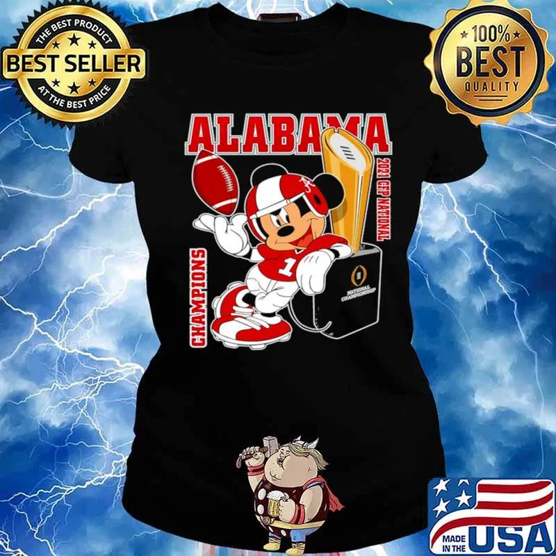 Mickey Mouse With Champions Of Alabama 2021 Cfp National s Ladies tee