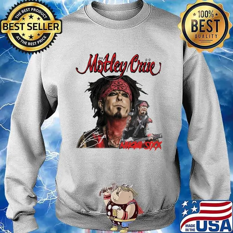 Motley Crue Nikka Sixx Player Guitar Electric Shirt Sweater