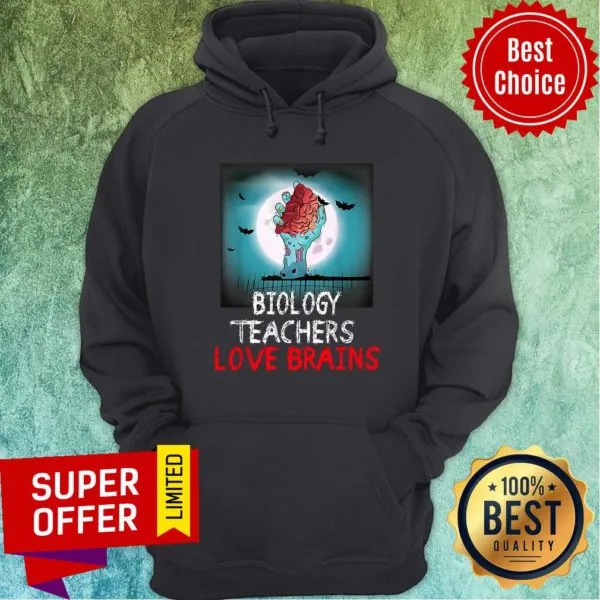 Nice Biology Teachers Love Brains Novelty Halloween Shirt - Image 2