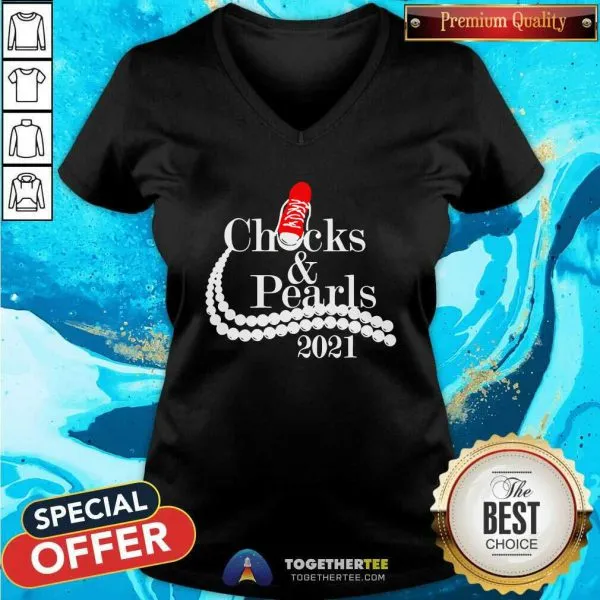 Official Kamala Harris Chucks And Pearls 2021 Red Converse Shirt - Image 5