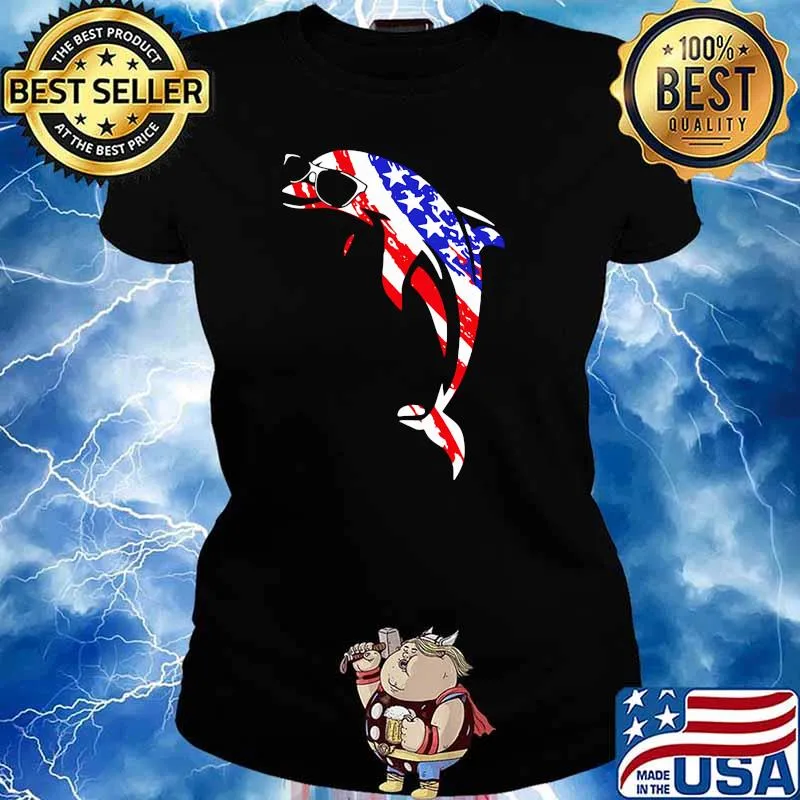 Official The Dolphin American Flag Shirt Ladies tee