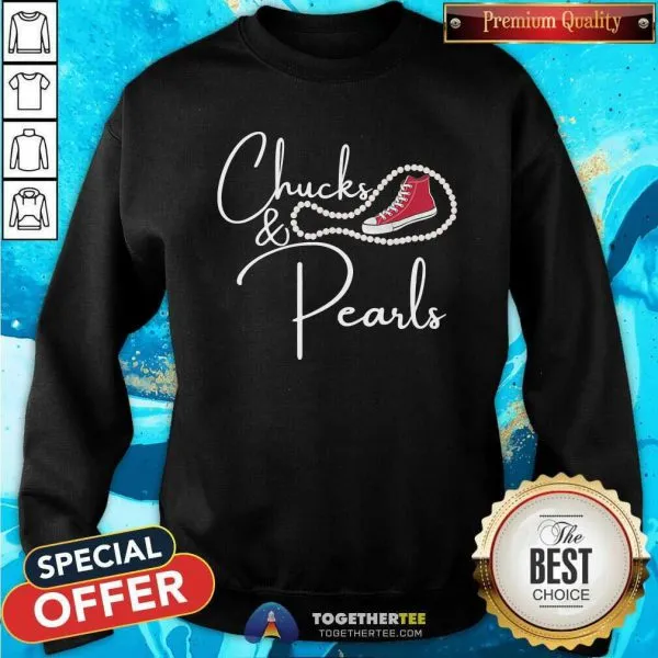 Original Kamala Harris Chucks And Pearls 2021 Red Converse Tee Shirt - Image 4