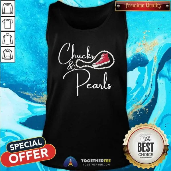 Original Kamala Harris Chucks And Pearls 2021 Red Converse Tee Shirt - Image 3