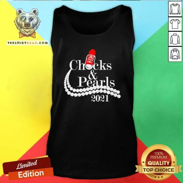 Overjoyed Kamala Harris Chucks And Pearls 2021 Red Converse Shirt - Image 4