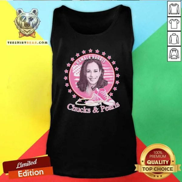 Overwhelmed Kamala Harris Chucks And Pearls 2021 Pink America Shirt - Image 4