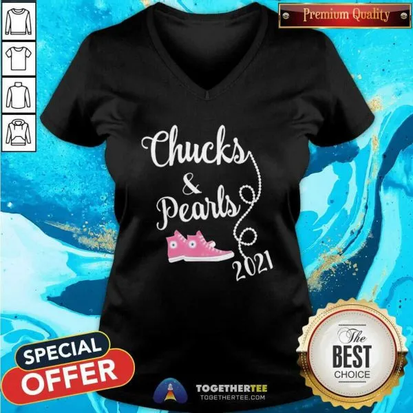 Perfect Converse Sneakers Chucks And Pearls 2021 Kamala Harris Shirt - Image 3