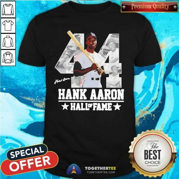 Perfect Hank Aaron 44 HOF Milwaukee Atlanta Baseball Jersey Hammer Aaron T-Shirt