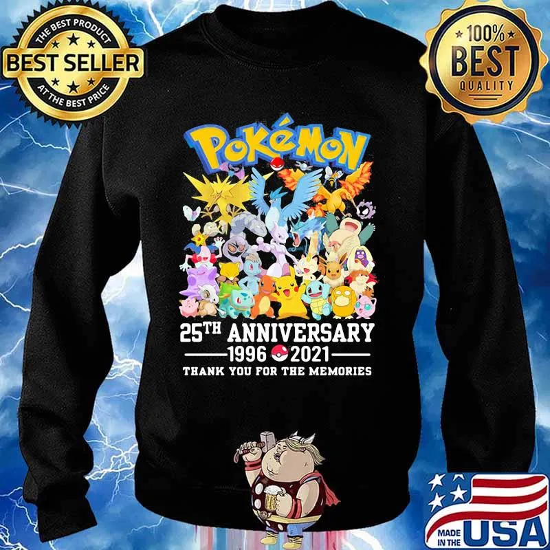 Pokemon 25th Anniversary 1996 2021 Thank You For The Memories Shirt Sweater