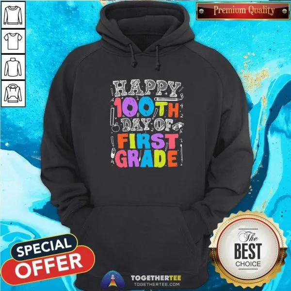 Pretty Happy 100th Day Of First Grade Math 2021 Shirt - Image 2