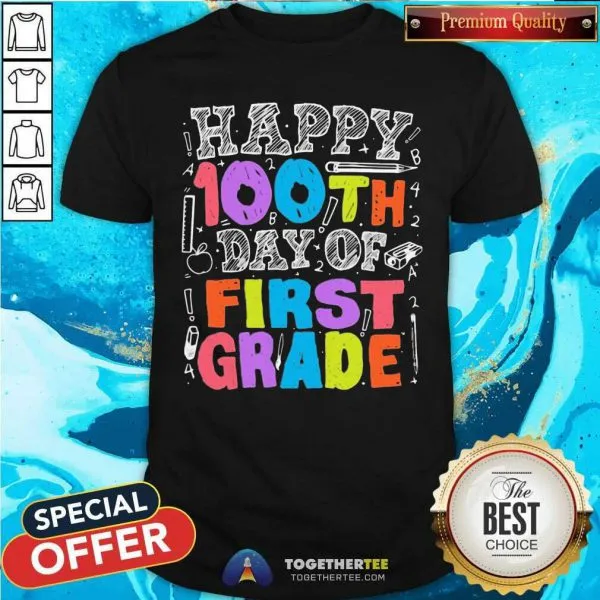 Pretty Happy 100th Day Of First Grade Math 2021 Shirt