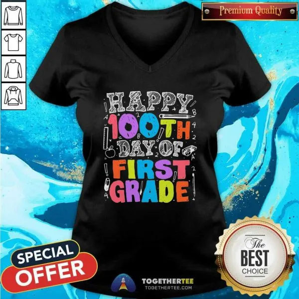 Pretty Happy 100th Day Of First Grade Math 2021 Shirt - Image 3