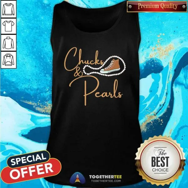 Pretty Kamala Harris Chucks And Pearls Orange Converse Shirt - Image 4