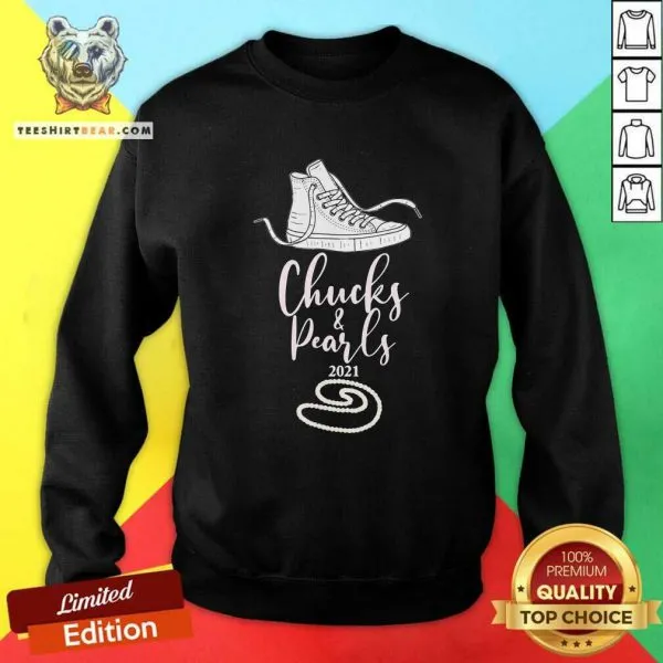 Reluctant Kamala Harris Chucks And Pearls 2021 Snacker Converse Shirt - Image 2