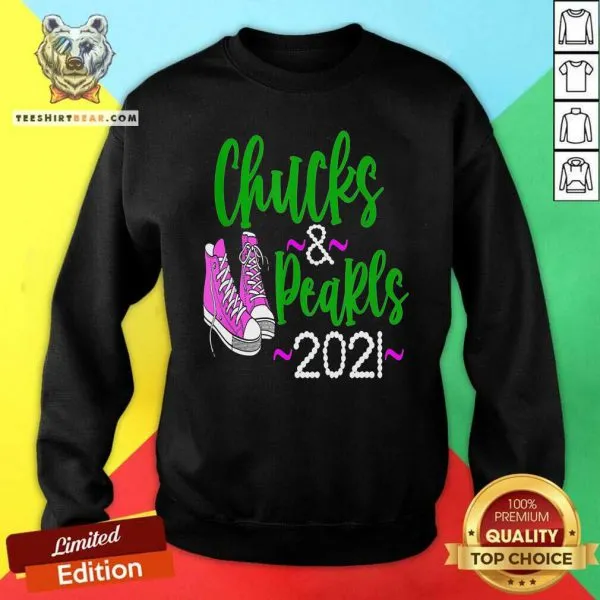 Scared Kamala Harris Chucks And Pearls 2021 Shirt - Image 2