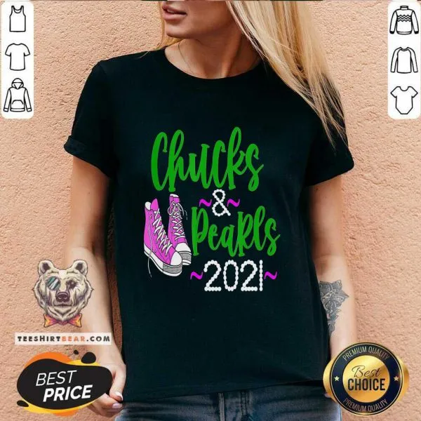 Scared Kamala Harris Chucks And Pearls 2021 Shirt - Image 3