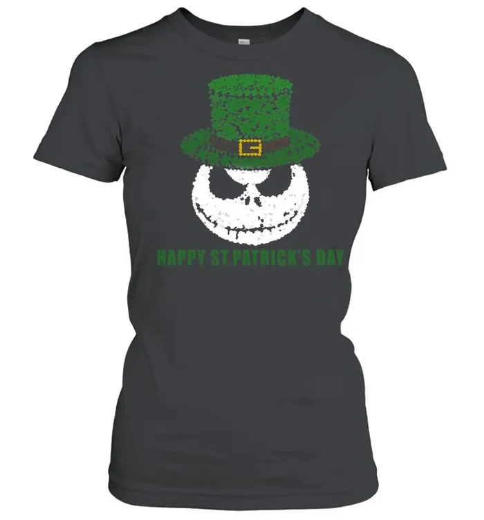Skellington Head Irish Four-Leaf Clover Nightmare Before Christmas Happy St Patricks Day shirt - Image 2