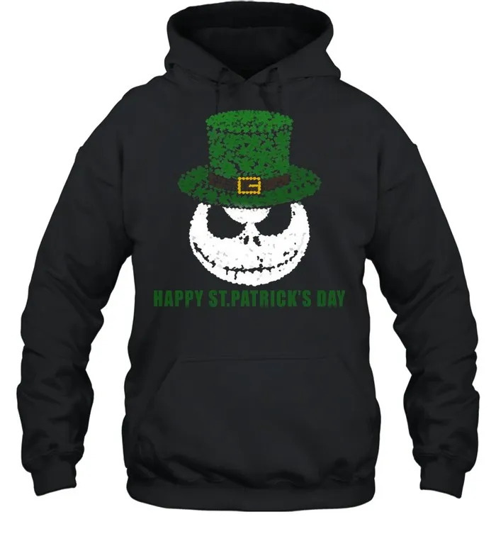 Skellington Head Irish Four-Leaf Clover Nightmare Before Christmas Happy St Patricks Day shirt - Image 5