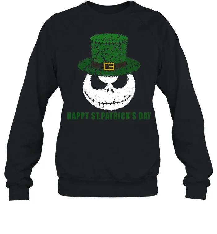 Skellington Head Irish Four-Leaf Clover Nightmare Before Christmas Happy St Patricks Day shirt - Image 4