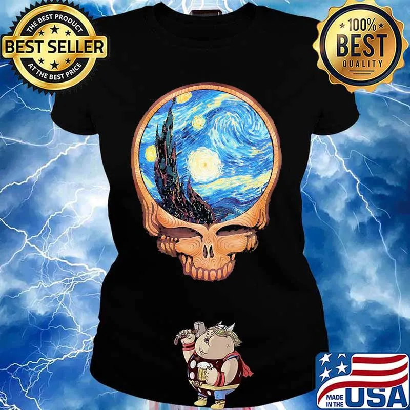 Skull Grateful Dead Midnight Blue Shirt Ladies tee
