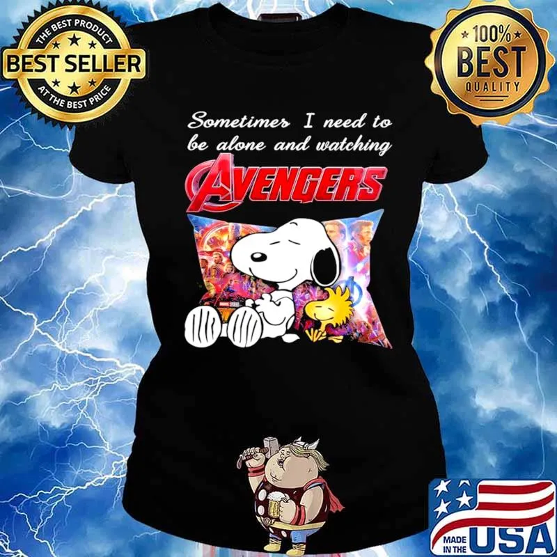 Snoopy And Woodstock Sometimes I Need To Be Alone And Watching Avengers s Ladies tee