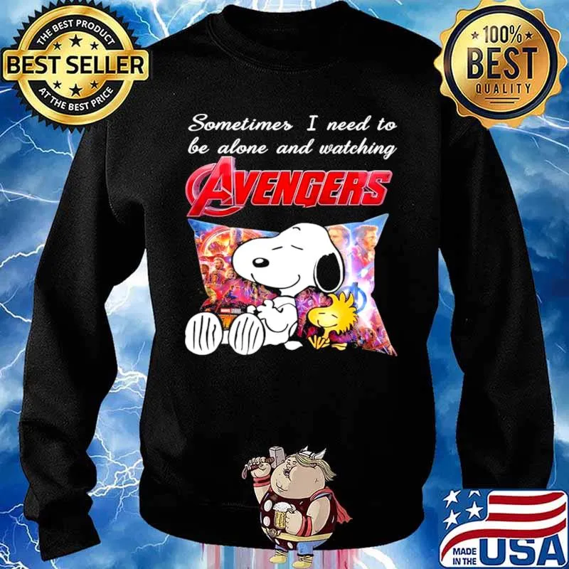 Snoopy And Woodstock Sometimes I Need To Be Alone And Watching Avengers s Sweater