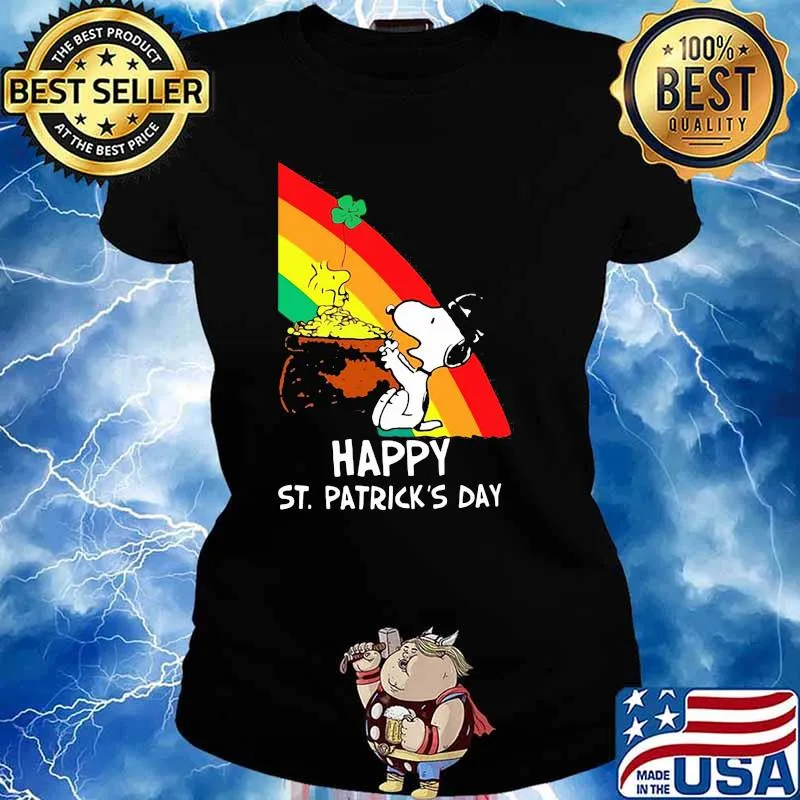 Snoopy Happy St. Patrick's Day Rainbow Shirt Ladies tee