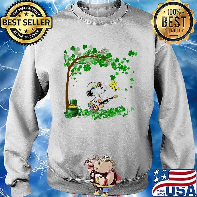 Snoopy Play Guitar And Woodstock Irish Patricks Day Shirt Sweater