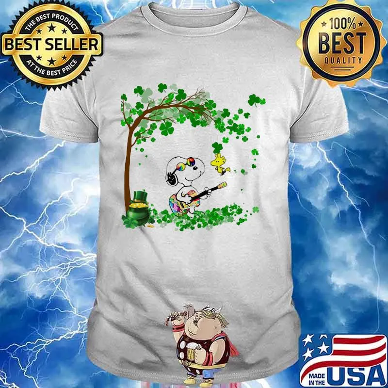 Snoopy Play Guitar And Woodstock Irish Patricks Day Shirt