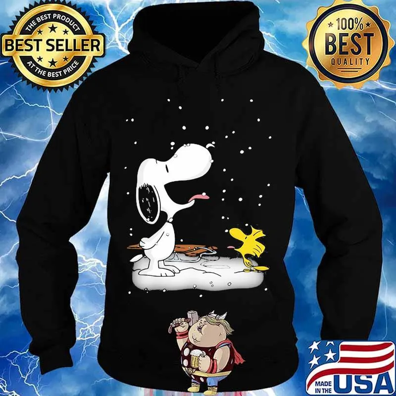 Snoopy With Woodstock Playing In The Snow Shirt Hoodie