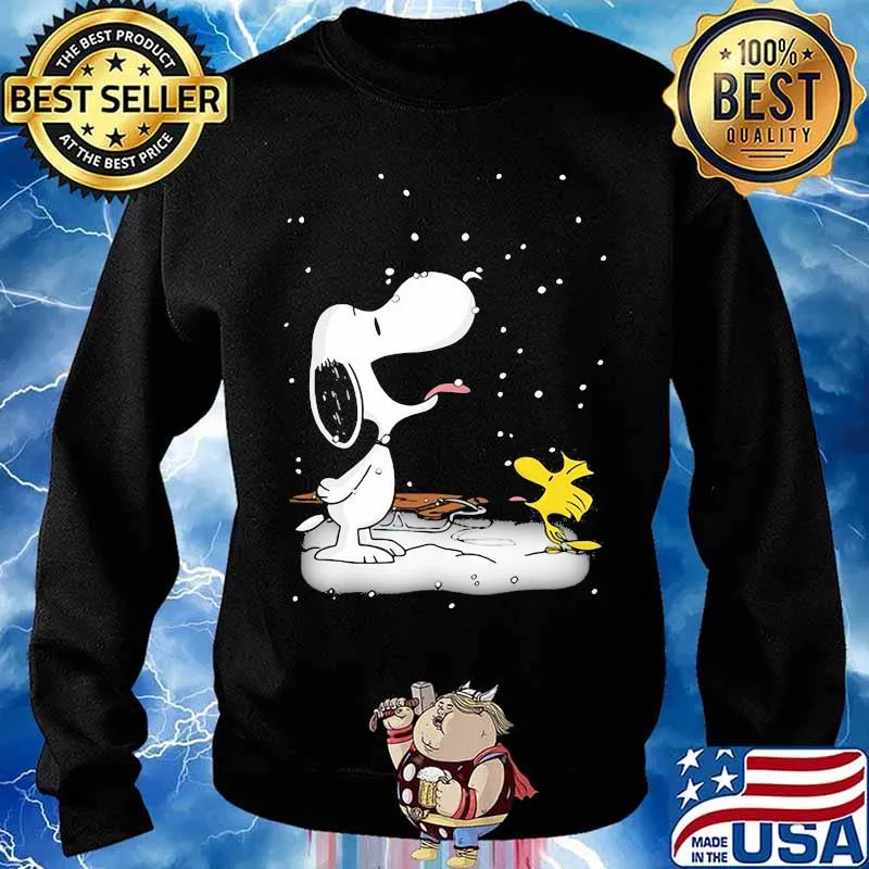 Snoopy With Woodstock Playing In The Snow Shirt Sweater