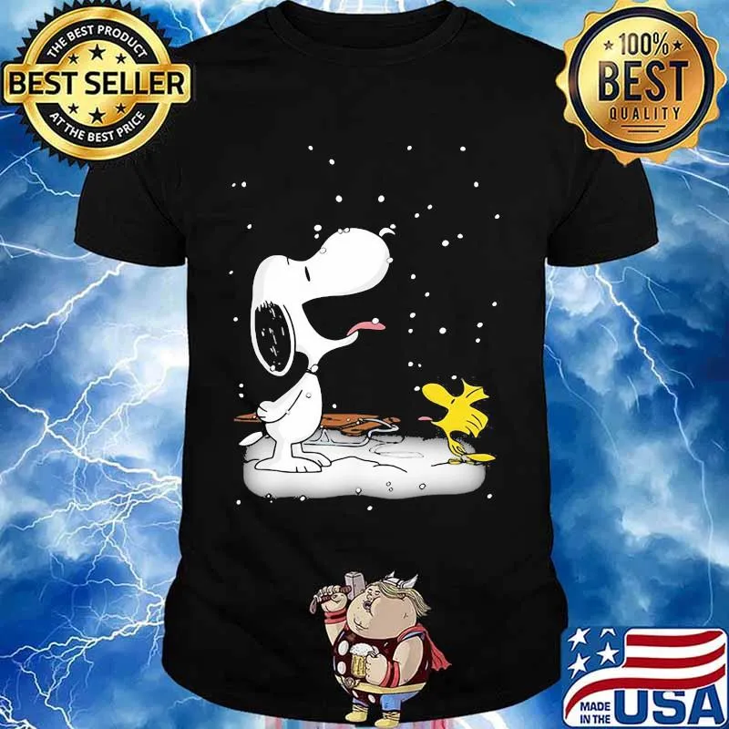 Snoopy With Woodstock Playing In The Snow Shirt