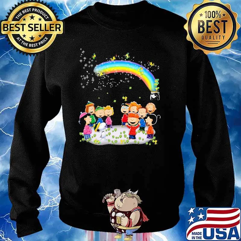 Snoopy Woodstock Play With Friends Rainbow Patrick’s Day Shirt Sweater
