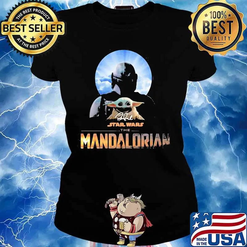 Star Wars The Mandalorian Baby Yoda Orange Shirt Ladies tee