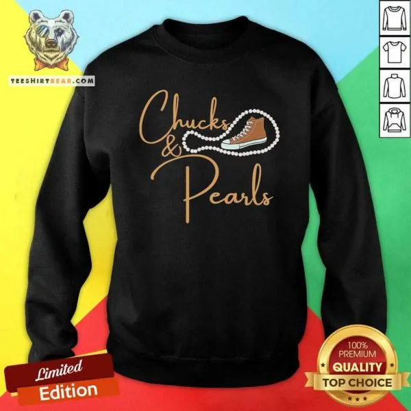 Suspicious Kamala Harris Chucks And Pearls Orange 5 Converse Shirt - Image 2