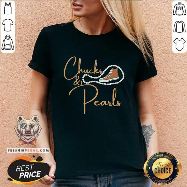 Suspicious Kamala Harris Chucks And Pearls Orange 5 Converse Shirt - Image 3