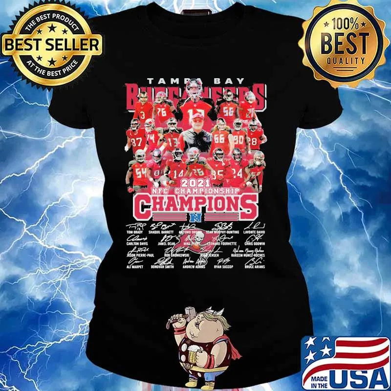 Tampa Bay Buccaneers 2021 Nfc Championship Champions Signature Shirt Ladies tee