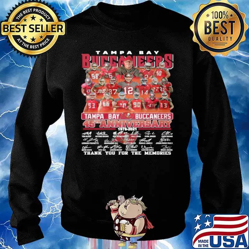 Tampa Bay Buccaneers 45th Anniversary 1976 2021 Signatures Thanks For The Memories s Sweater