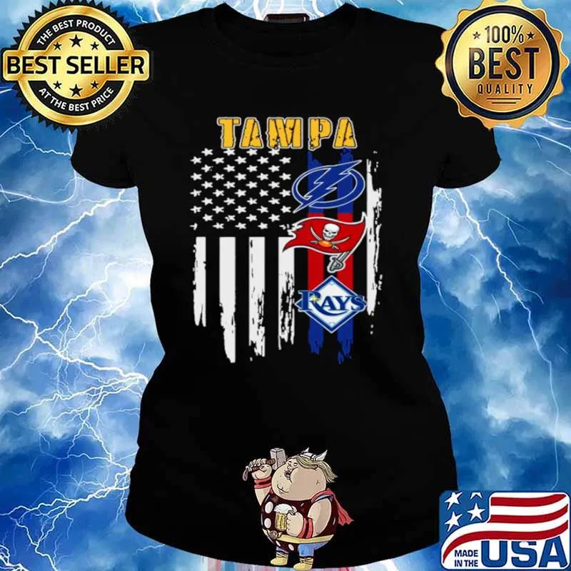 Tampa Sports Lightning Buccaneers And Rays 2021 American Flag s Ladies tee