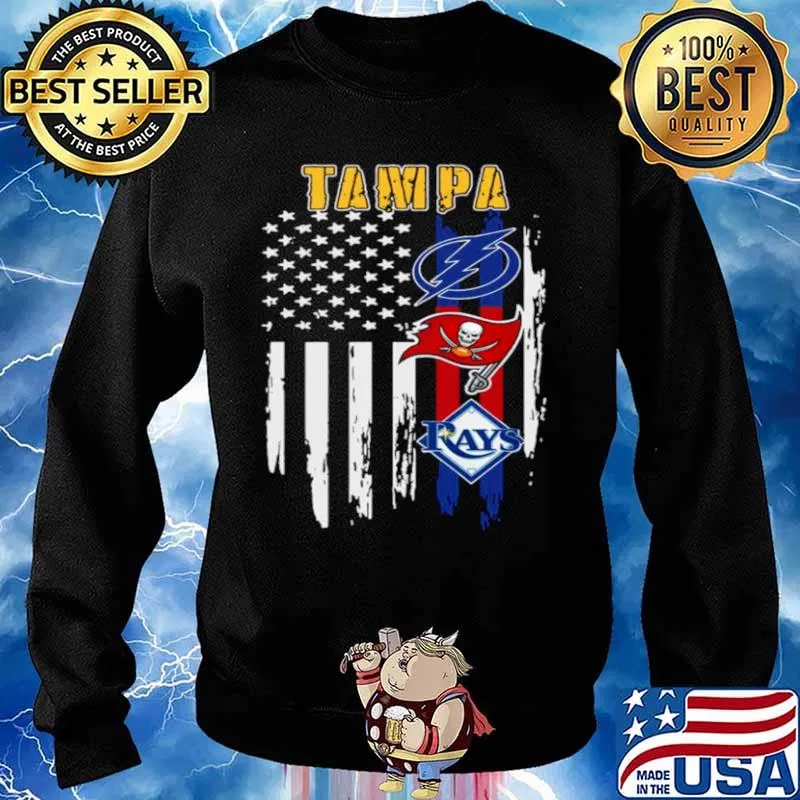 Tampa Sports Lightning Buccaneers And Rays 2021 American Flag s Sweater