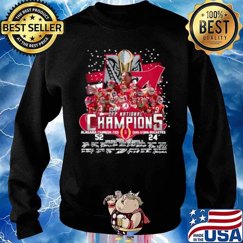 The Cfp National Champions With Alabama Crimson Tide 52 24 Ohio State Buckeyes Signatures s Sweater