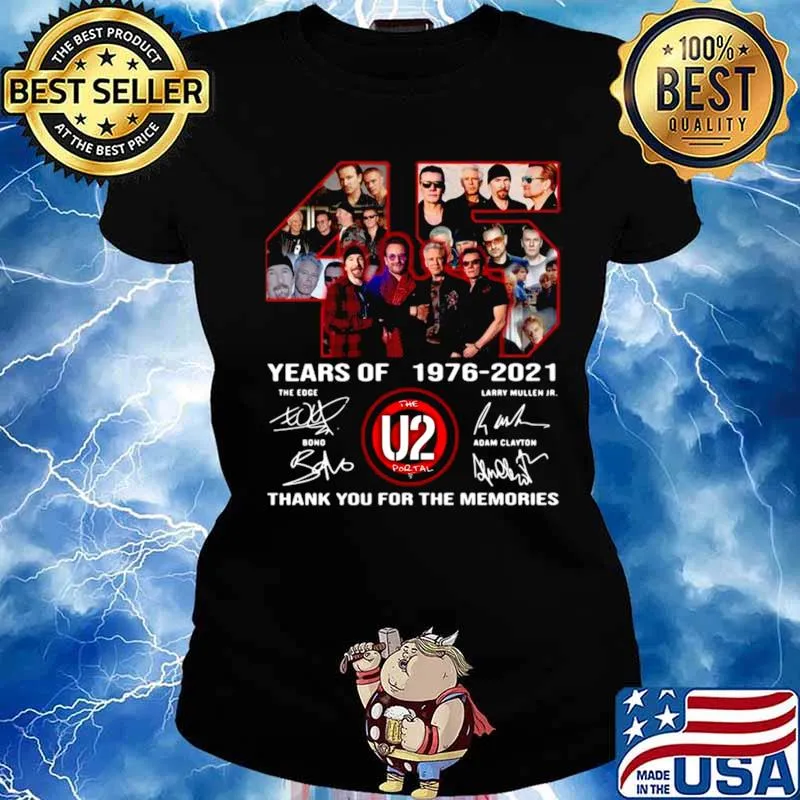 The U2 Portal 45 years of 1976 2021 thank you for the memories signatures s Ladies tee