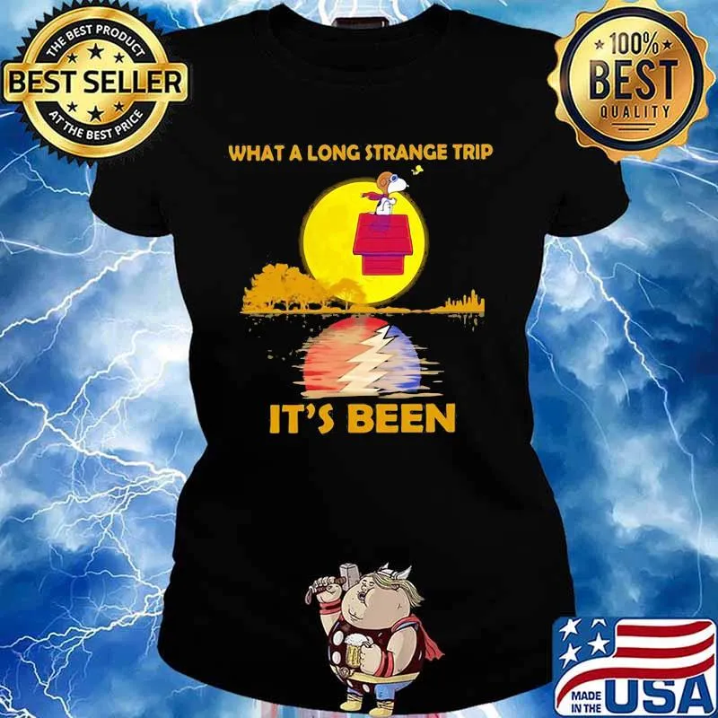 What A Long Strange Trip It’s Been Snoopy And Woodstock Moon Grateful Dead Shirt Ladies tee