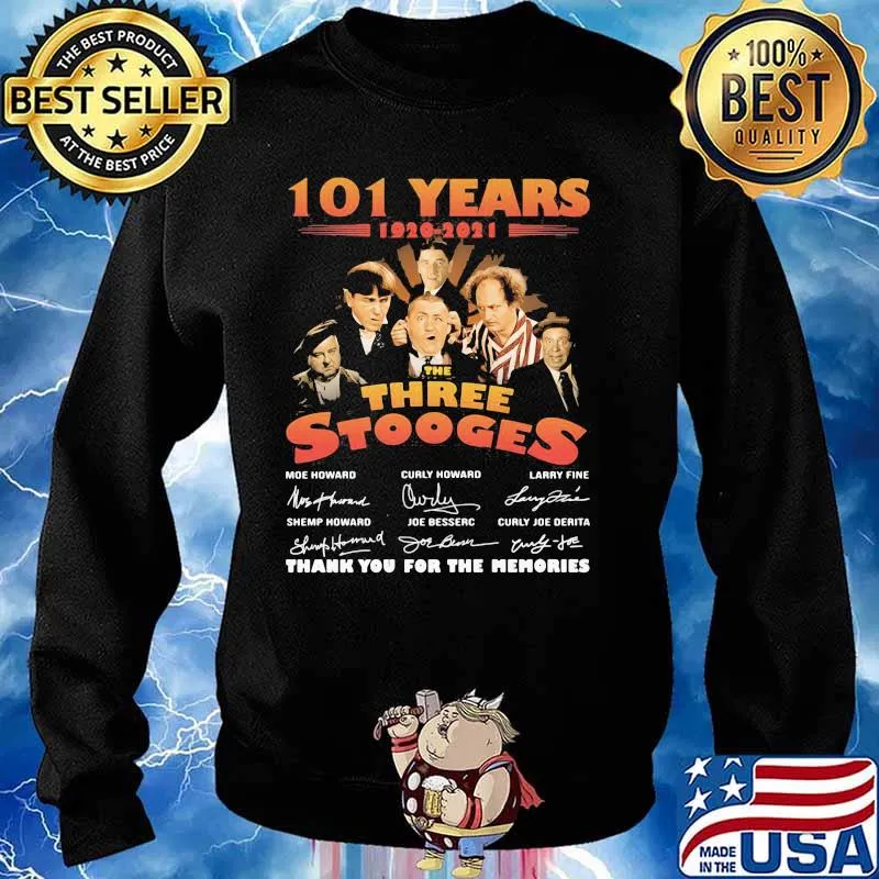 101 Years 1920 2021 The Three Stooges Thank You For The Memories Signature Shirt Sweater
