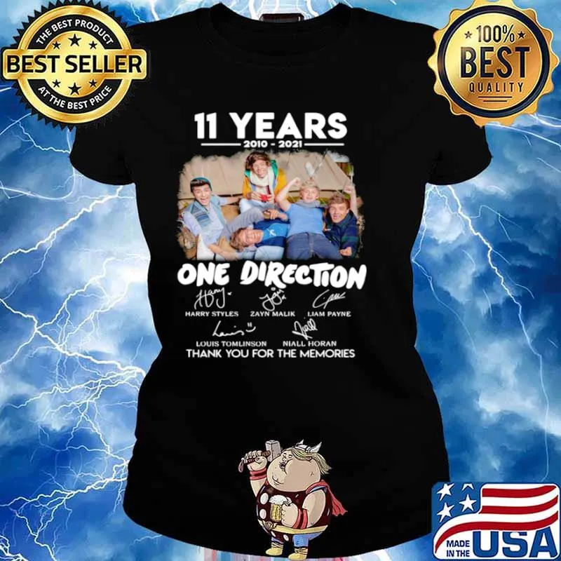11 Years 2010 2021 One Direction Signatures Thank You For The Memories Ladies tee